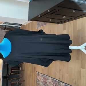 Elegant Black Poncho Midi Dress One Sz